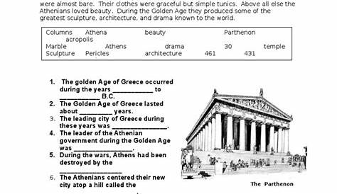The Golden Age of Greece Worksheet | Athens | Ancient Greece