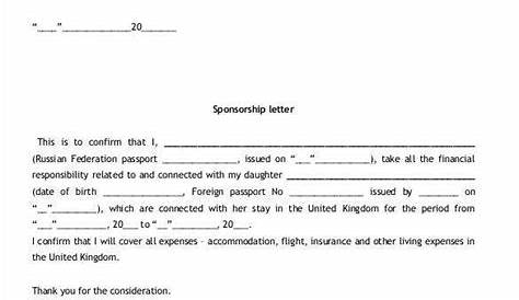 sample sponsorship letter for visa