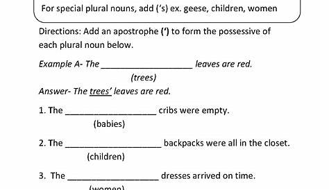 Possessive Nouns Worksheets | Plural Possessive Nouns Worksheets