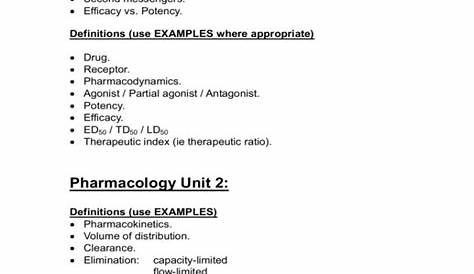 printable pharmacology study guide
