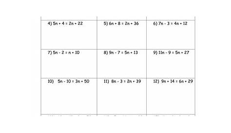 solving equations in one variable worksheet