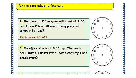 problem solving time worksheets