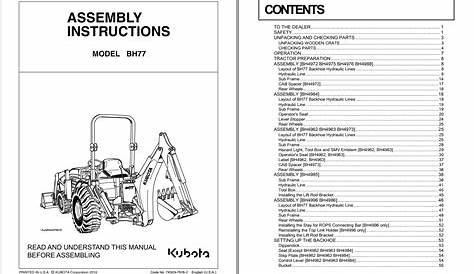 Kubota Backhoe Operator Manual & Part Manual_EN