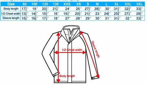 Jacket Outwear Size Chart SG