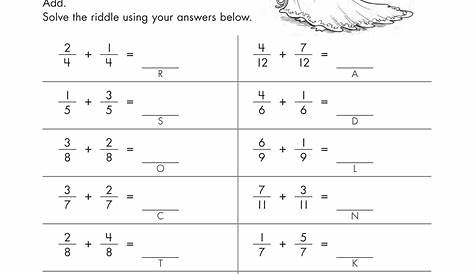 adding unlike fractions with different denominators for grade 5 with