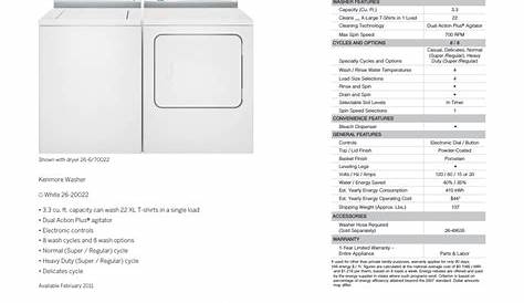 Kenmore 3.4 cu. ft. Top-Load Washing Machine - White User manual | Manualzz