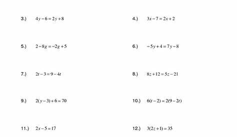 one and two step equations worksheets