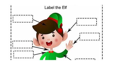 Label the Elf - Body Parts - Worksheets PDF