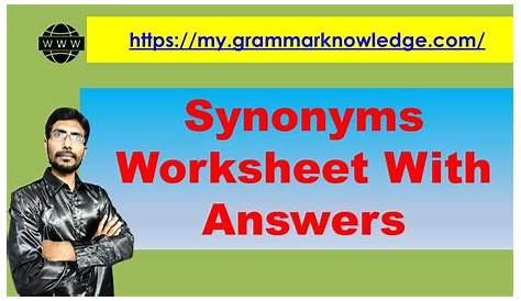 synonyms worksheet with answers