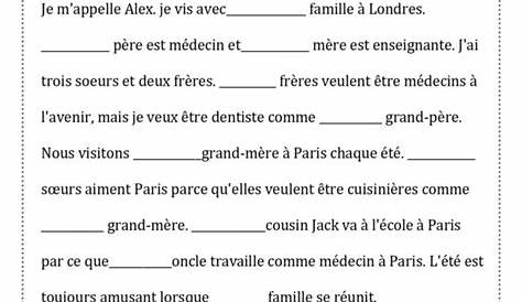 adjective possessive in french worksheet