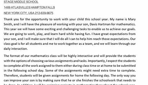 sample teacher introduction letter to parents