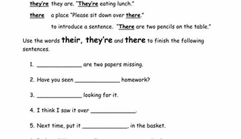 their there theyre fill in the blank homophones worksheet have fun