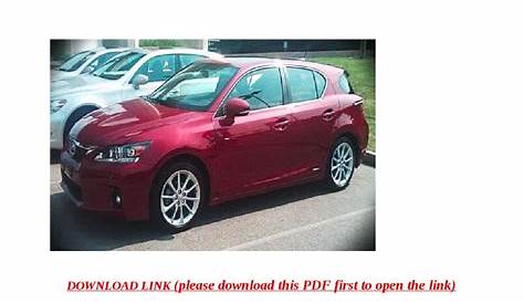 2010 2013 lexus ct200h (zwa10 series) workshop repair service manual