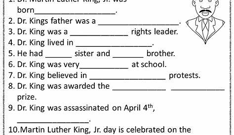 Martin Luther King Lesson Worksheets - understanding nonfiction texts