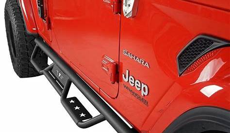 2PCS Wide Drop Side Steps Steel w/Star Cutout for Jeep Wrangler JL 4