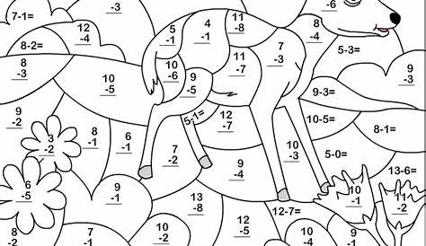 subtraction coloring worksheets free