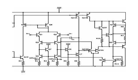 Schematic of a 741 Operational Amplifier | Download Scientific Diagram