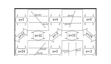Parallel Lines Cut by a Transversal Maze Worksheet ~ Solving Equations