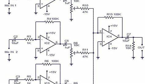 audio mixer circuit diagram with pcb layout