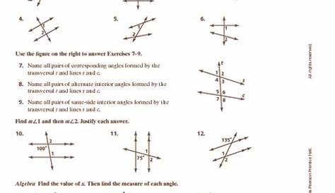 lines and transversals worksheet answers