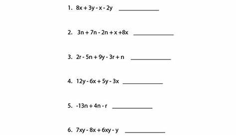Practice Combining Like Terms Worksheets