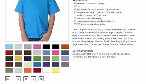 fruit of the loom youth t shirt size chart