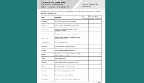 ACT Values Worksheet PDF Template - TherapyByPro