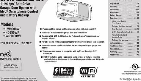 chamberlain garage door opener user manual