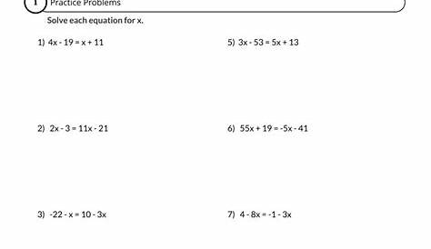 Solving Equations With Variables On Both Sides Worksheet