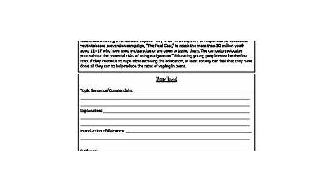 Counterclaim Paragraph Worksheets by Clicking Through the Classroom