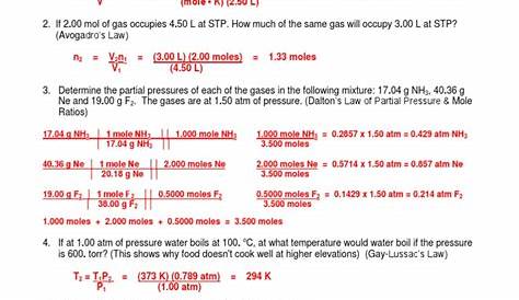 gas laws worksheets answer key