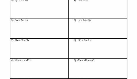 solving simple equations worksheets
