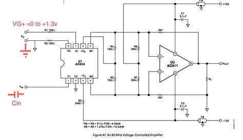 op amp - Why AD834+AD811 voltage controlled amplifier does not accept