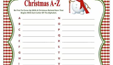 Christmas A-Z Printable Christmas Game Christmas Party Game | Etsy