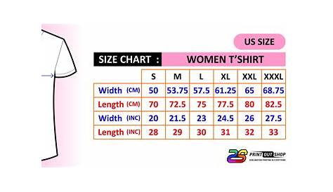 womens t shirt size chart