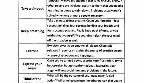 Symptom Management Mental Health Worksheet