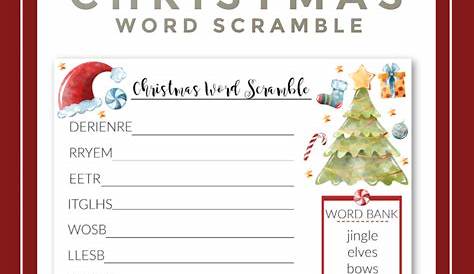 holiday word scramble printable