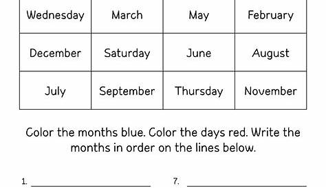months kindergarten worksheet