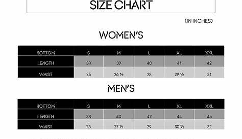 xl sweatpants size chart