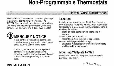 Honeywell Thermostat T8775C User Guide | ManualsOnline.com