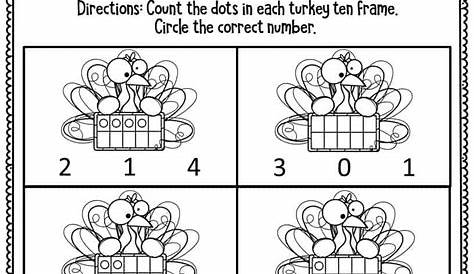 Printable Math Thanksgiving Preschool Worksheets Turkey Ten Frames