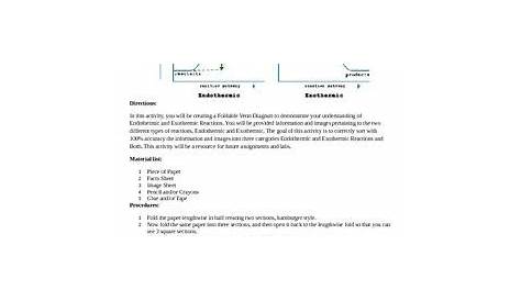 Endothermic And Exothermic Reaction Worksheet Answers - worksheet