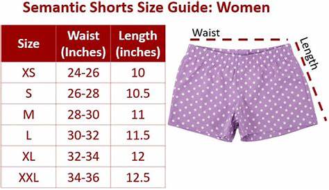 women's size chart shorts