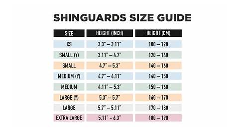 youth shin guard size chart
