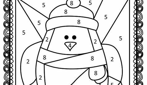 FREE - Winter Penguin Color by number - Included in winter math