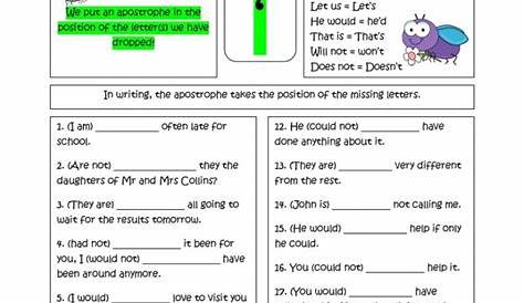 Beginning Grammar: Contractions Worksheets | 99Worksheets