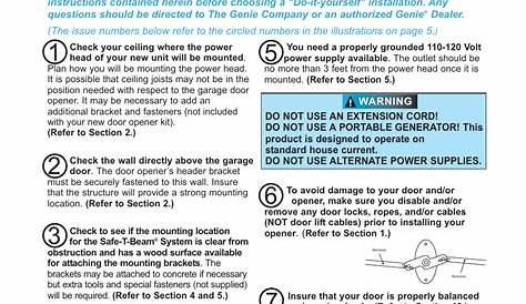 Pre-installation check list | Genie Model 2022 User Manual | Page 4 /
