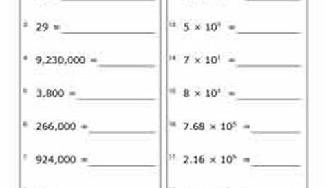 Adding And Subtracting Scientific Notation Worksheet With Answers