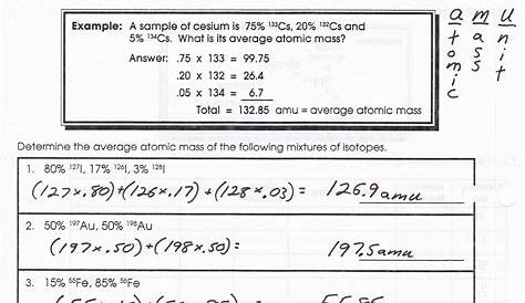 Isotopes And Average Atomic Mass Worksheet Answers — db-excel.com