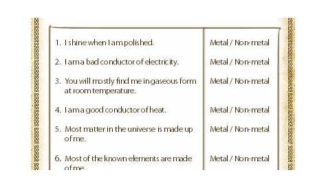 metals vs nonmetals worksheet
